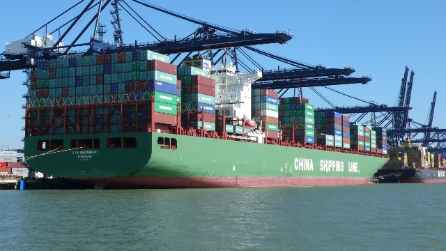 Container ship at Felixstowe Port